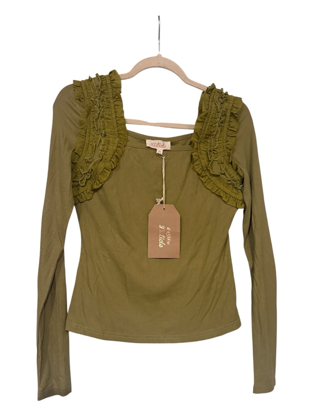 Listicle | Shoulder Ruffle Long Sleeve Top | NWT